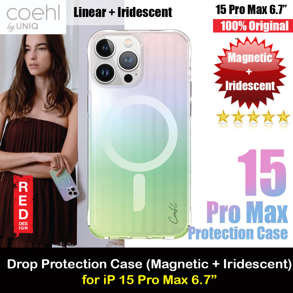 Picture of Coehl by Uniq Design for Modern Women Girl Lady Magnetic Charging Compatible for iPhone 15 Pro Max 6.7 (Linear Iridescent) Apple iPhone 15 Pro Max 6.7- Apple iPhone 15 Pro Max 6.7 Cases, Apple iPhone 15 Pro Max 6.7 Covers, iPad Cases and a wide selection of Apple iPhone 15 Pro Max 6.7 Accessories in Malaysia, Sabah, Sarawak and Singapore 