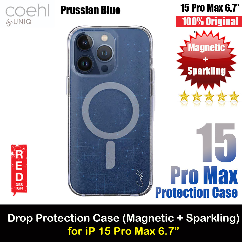 Picture of Coehl by Uniq Design for Modern Women Girl Lady Magnetic Charging Compatible for iPhone 15 Pro Max 6.7 (Sparkling Prussian  Blue) Apple iPhone 15 Pro Max 6.7- Apple iPhone 15 Pro Max 6.7 Cases, Apple iPhone 15 Pro Max 6.7 Covers, iPad Cases and a wide selection of Apple iPhone 15 Pro Max 6.7 Accessories in Malaysia, Sabah, Sarawak and Singapore 