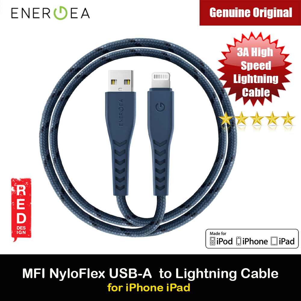 Picture of Energea NYLOFLEX MFI 3A Rapid Charge and Sync Lightning Cable 150CM (Blue) Red Design- Red Design Cases, Red Design Covers, iPad Cases and a wide selection of Red Design Accessories in Malaysia, Sabah, Sarawak and Singapore 
