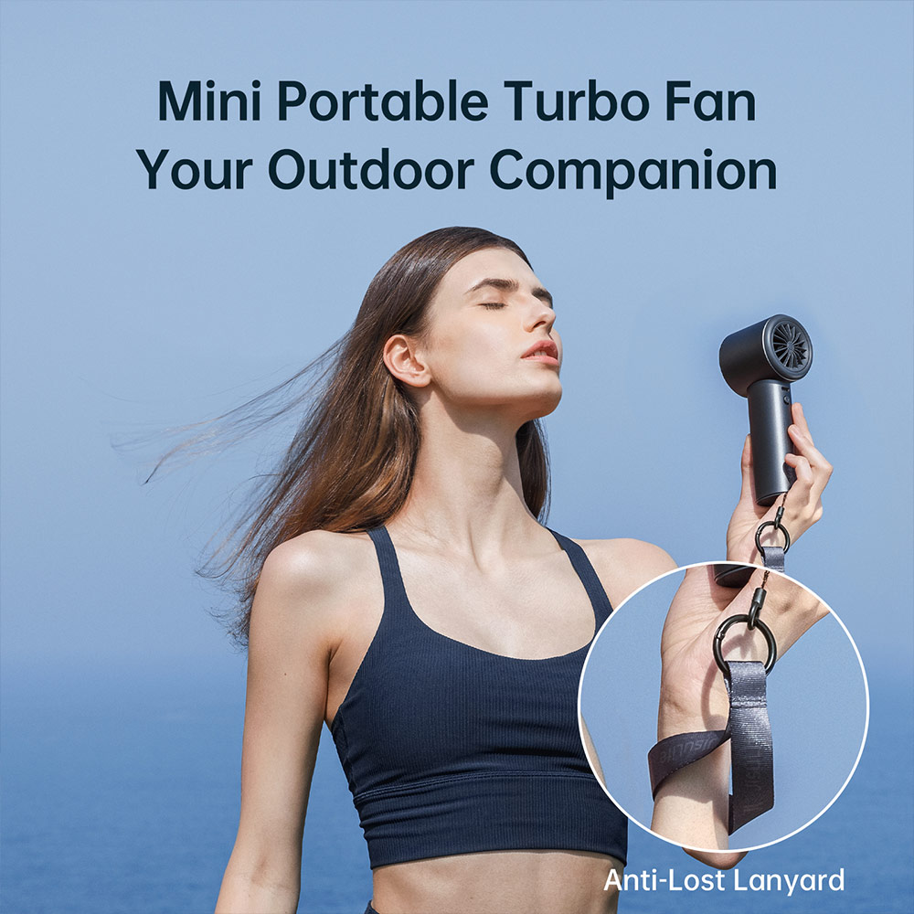 Picture of Jisulife Super Power 100 Speed Turbo Strong Wind Portable Fast Charge Rechargeable  3600mAh Hidden Blade High Quality Handheld Mini Fan for Outdoor Indoor Badminton Court Concert Picnic Camping FA53ABS (Blue)
