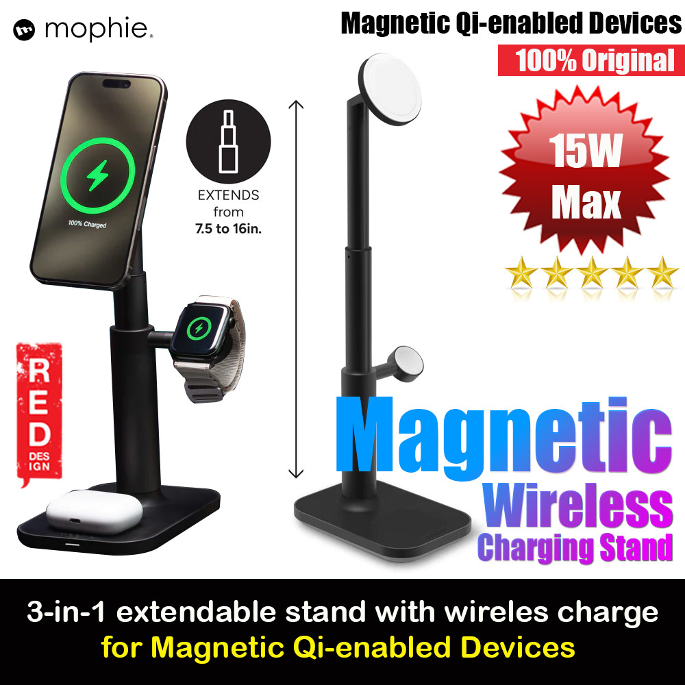 Picture of Mophie 3 in 1 Extendable Stand Pad 15W Magnetic Wireless Stand wireless charging stand compatible with snap and MagSafe for Smartphones iPhone Apple Watch Airpods (Black) iPhone Cases - iPhone 14 Pro Max , iPhone 13 Pro Max, Galaxy S23 Ultra, Google Pixel 7 Pro, Galaxy Z Fold 4, Galaxy Z Flip 4 Cases Malaysia,iPhone 12 Pro Max Cases Malaysia, iPad Air ,iPad Pro Cases and a wide selection of Accessories in Malaysia, Sabah, Sarawak and Singapore. 