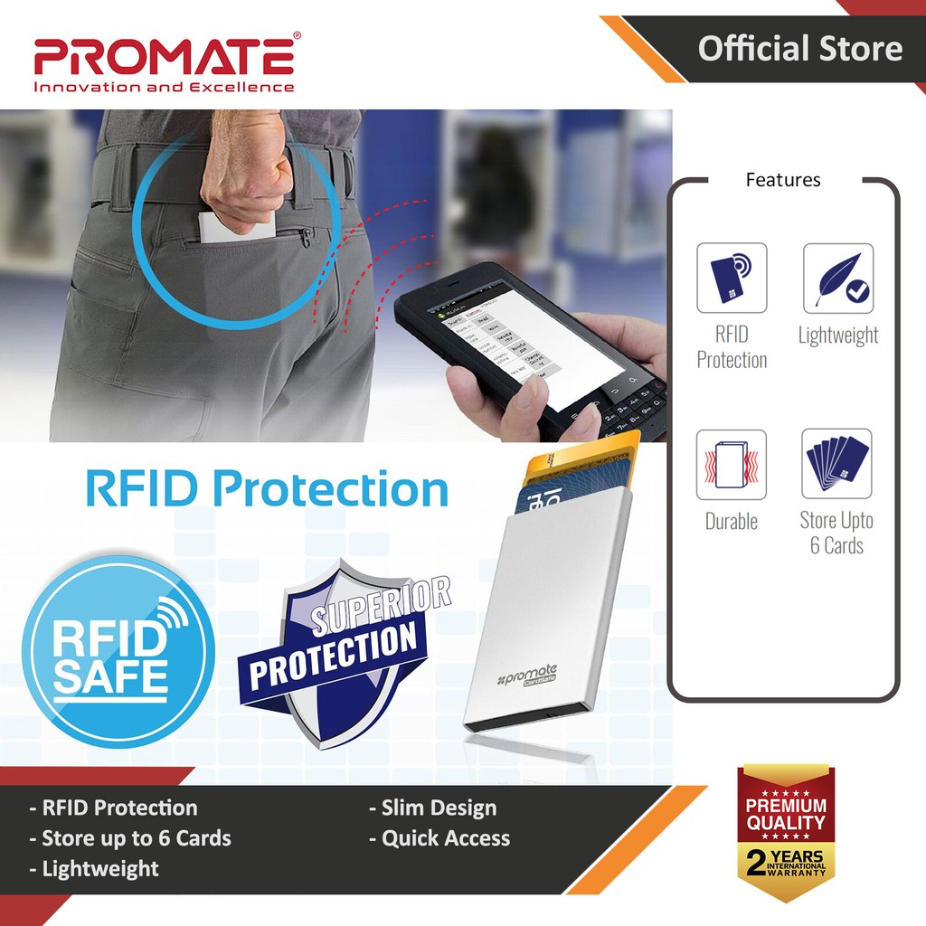 Picture of Promate Ultra-Slim RFID Blocking Card Holder Case Aluminium Slim Credit Card Holder Wallet CardSafe Red Design- Red Design Cases, Red Design Covers, iPad Cases and a wide selection of Red Design Accessories in Malaysia, Sabah, Sarawak and Singapore 