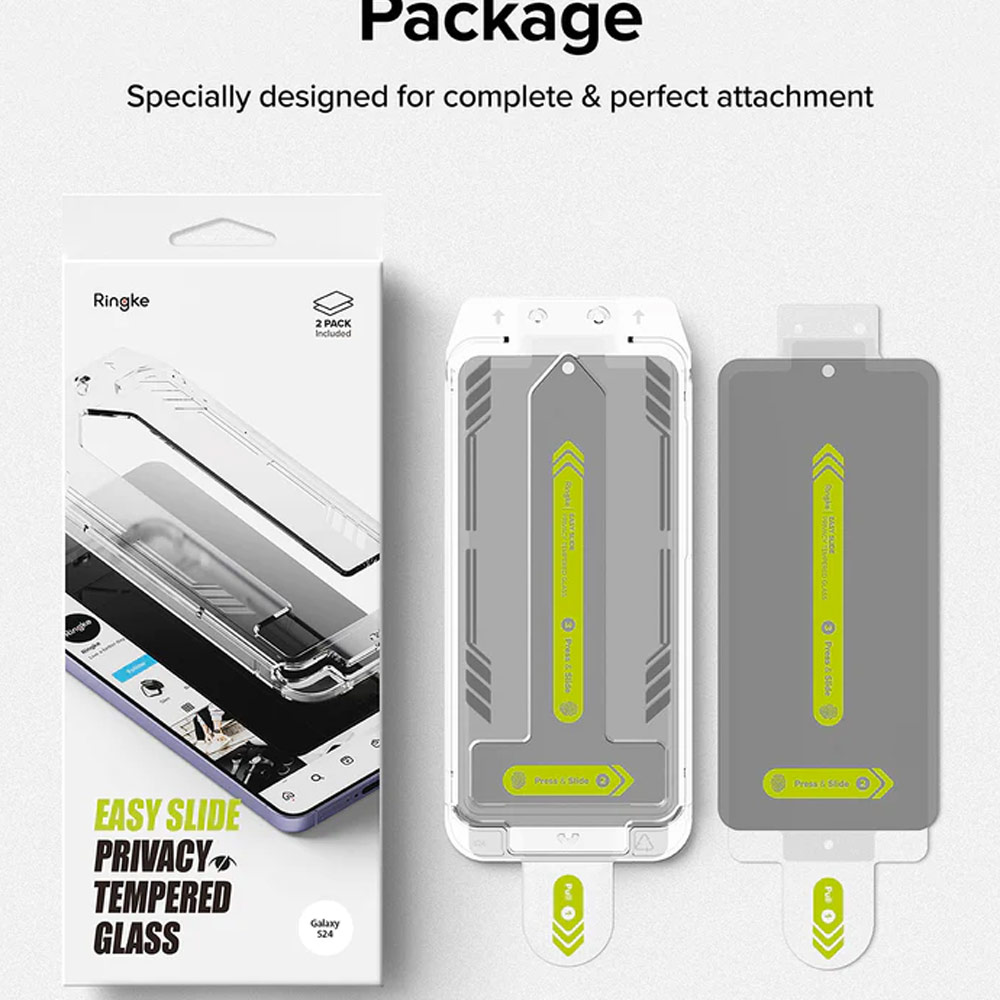 Picture of Samsung Galaxy S24 Screen Protector | Ringke Easy Slide Tempered Glass Screen Protector for Samsung Galaxy S24 (Privacy Anti Peep View) 2pcs