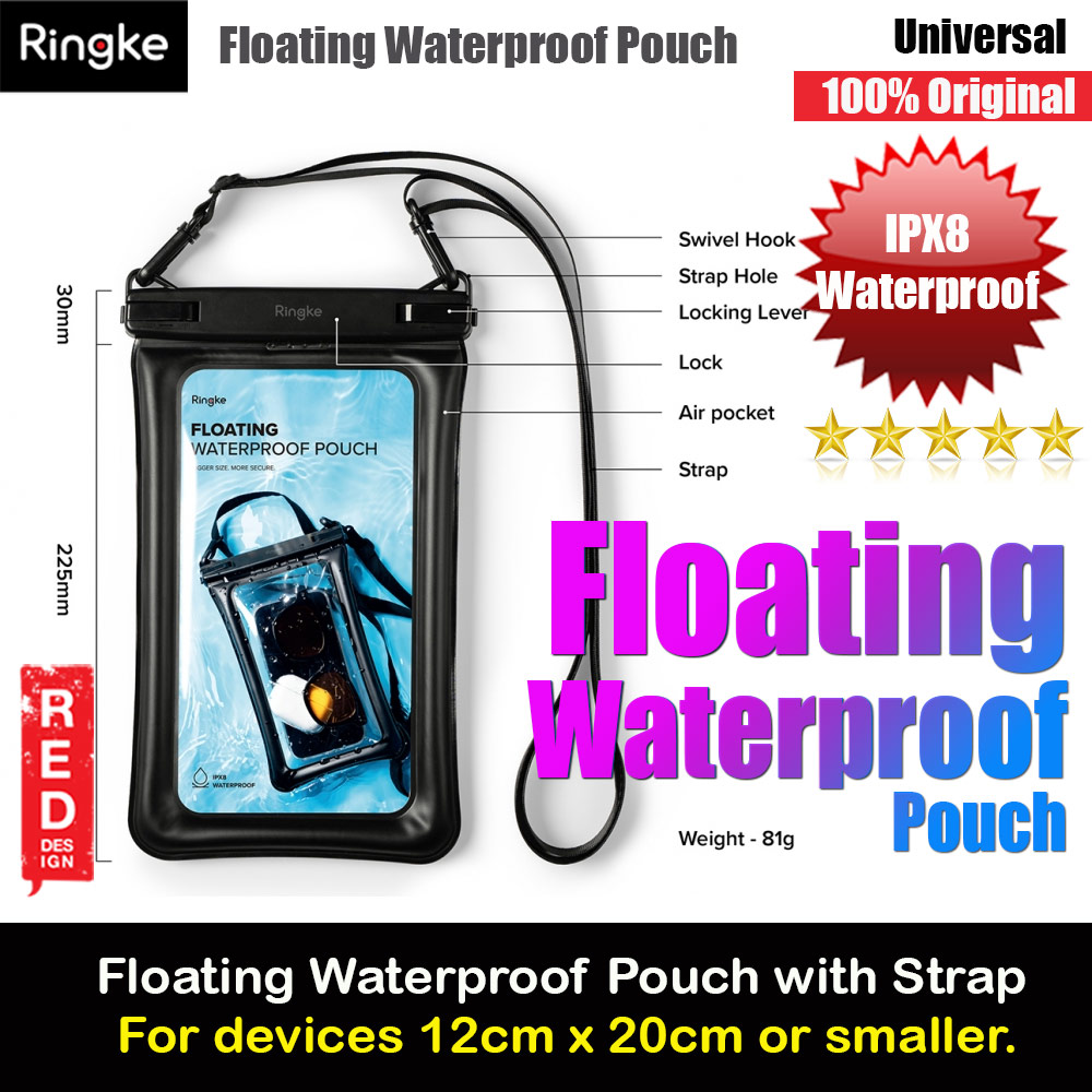 Picture of Ringke IP8X Air Pocket Floating Waterproof Pouch Transparent Storage Bag with Strap for Smartphone (Black) Red Design- Red Design Cases, Red Design Covers, iPad Cases and a wide selection of Red Design Accessories in Malaysia, Sabah, Sarawak and Singapore 