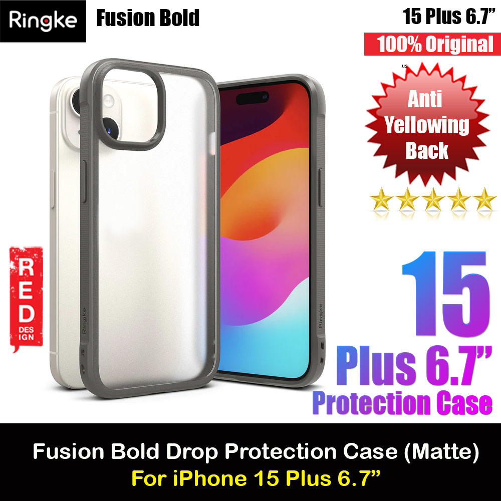 Picture of Ringke Fusion Bold Anti Yellow Back Plate Drop Protection Case for Apple iPhone 15 Plus 6.7 (Matte Gray) Apple iPhone 15 Plus 6.7- Apple iPhone 15 Plus 6.7 Cases, Apple iPhone 15 Plus 6.7 Covers, iPad Cases and a wide selection of Apple iPhone 15 Plus 6.7 Accessories in Malaysia, Sabah, Sarawak and Singapore 