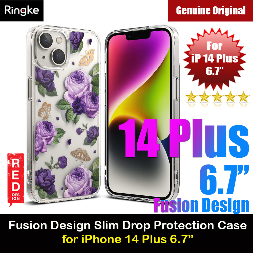 Picture of Ringke Fusion Design Female Modern Women Girl Trendy Design Slim Drop Protection Case for iPhone 14 Plus 6.7 (Purple Roses) Apple iPhone 14 Plus 6.7- Apple iPhone 14 Plus 6.7 Cases, Apple iPhone 14 Plus 6.7 Covers, iPad Cases and a wide selection of Apple iPhone 14 Plus 6.7 Accessories in Malaysia, Sabah, Sarawak and Singapore 