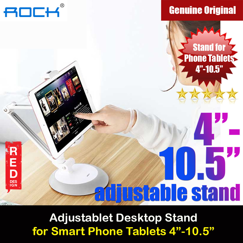 Picture of Rock Aluminum alloy Metal Universal Adjustable Long Arm Desktop Phone iPad Tablet Holder Stand for 4 to 10.5 inches (White) Red Design- Red Design Cases, Red Design Covers, iPad Cases and a wide selection of Red Design Accessories in Malaysia, Sabah, Sarawak and Singapore 