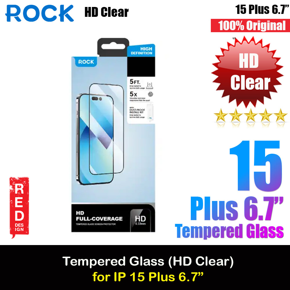 Picture of Rock 4K HD Full Coverage Tempered Glass for iPhone 15 Plus 6.7 (HD Clear) Apple iPhone 15 Plus 6.7- Apple iPhone 15 Plus 6.7 Cases, Apple iPhone 15 Plus 6.7 Covers, iPad Cases and a wide selection of Apple iPhone 15 Plus 6.7 Accessories in Malaysia, Sabah, Sarawak and Singapore 