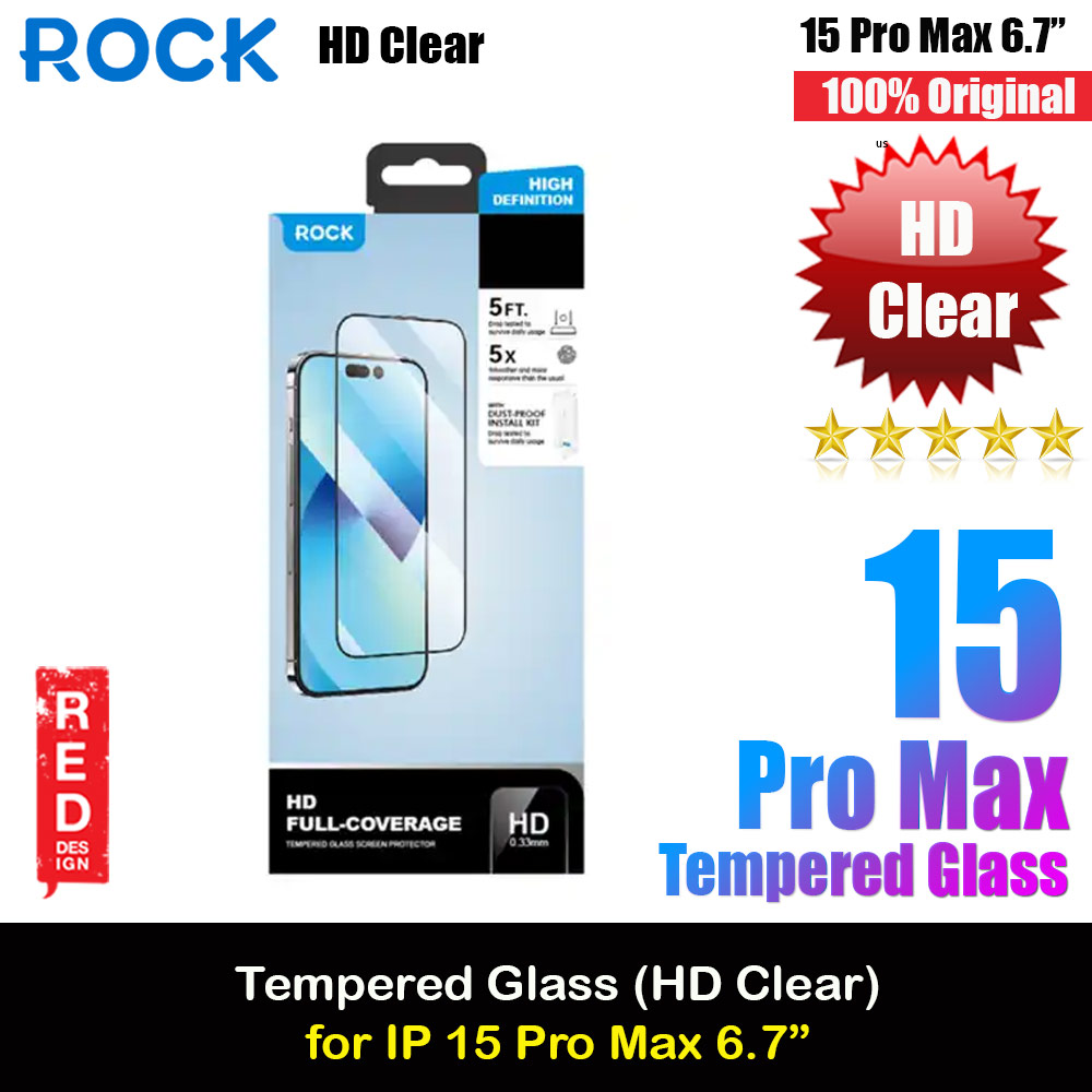 Picture of Rock 4K HD Full Coverage Tempered Glass for iPhone 15 Pro Max 6.7 (HD Clear) Apple iPhone 15 Pro Max 6.7- Apple iPhone 15 Pro Max 6.7 Cases, Apple iPhone 15 Pro Max 6.7 Covers, iPad Cases and a wide selection of Apple iPhone 15 Pro Max 6.7 Accessories in Malaysia, Sabah, Sarawak and Singapore 