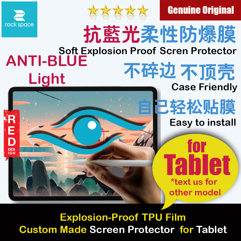 Picture of Rock Space Custom Made Crack Proof Explosion Proof Flexible TPU Soft Screen Protector for Tablet iPad up to 11 inches 295mm x 195mm (Anti Blue Light) Apple iPad 10.2 7th gen 2019- Apple iPad 10.2 7th gen 2019 Cases, Apple iPad 10.2 7th gen 2019 Covers, iPad Cases and a wide selection of Apple iPad 10.2 7th gen 2019 Accessories in Malaysia, Sabah, Sarawak and Singapore 