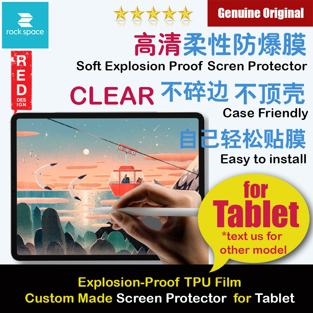 Picture of Rock Space Custom Made Crack Proof Explosion Proof Flexible TPU Soft Screen Protector for Tablet iPad up to 11 inches 295mm x 195mm (HD Clear) Apple iPad 10.2 7th gen 2019- Apple iPad 10.2 7th gen 2019 Cases, Apple iPad 10.2 7th gen 2019 Covers, iPad Cases and a wide selection of Apple iPad 10.2 7th gen 2019 Accessories in Malaysia, Sabah, Sarawak and Singapore 