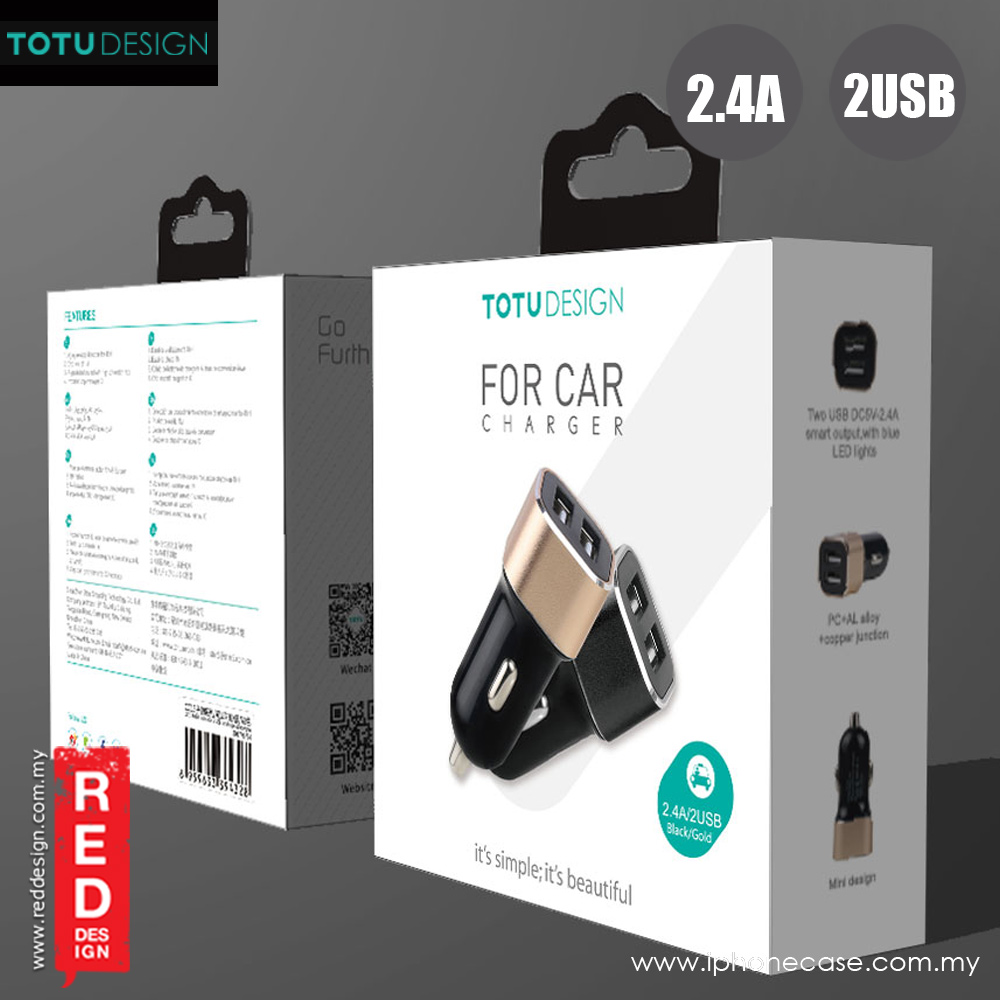 Picture of Totu Sharp Series 2.4A Fast Charge Dual USB Car Charger (Black)