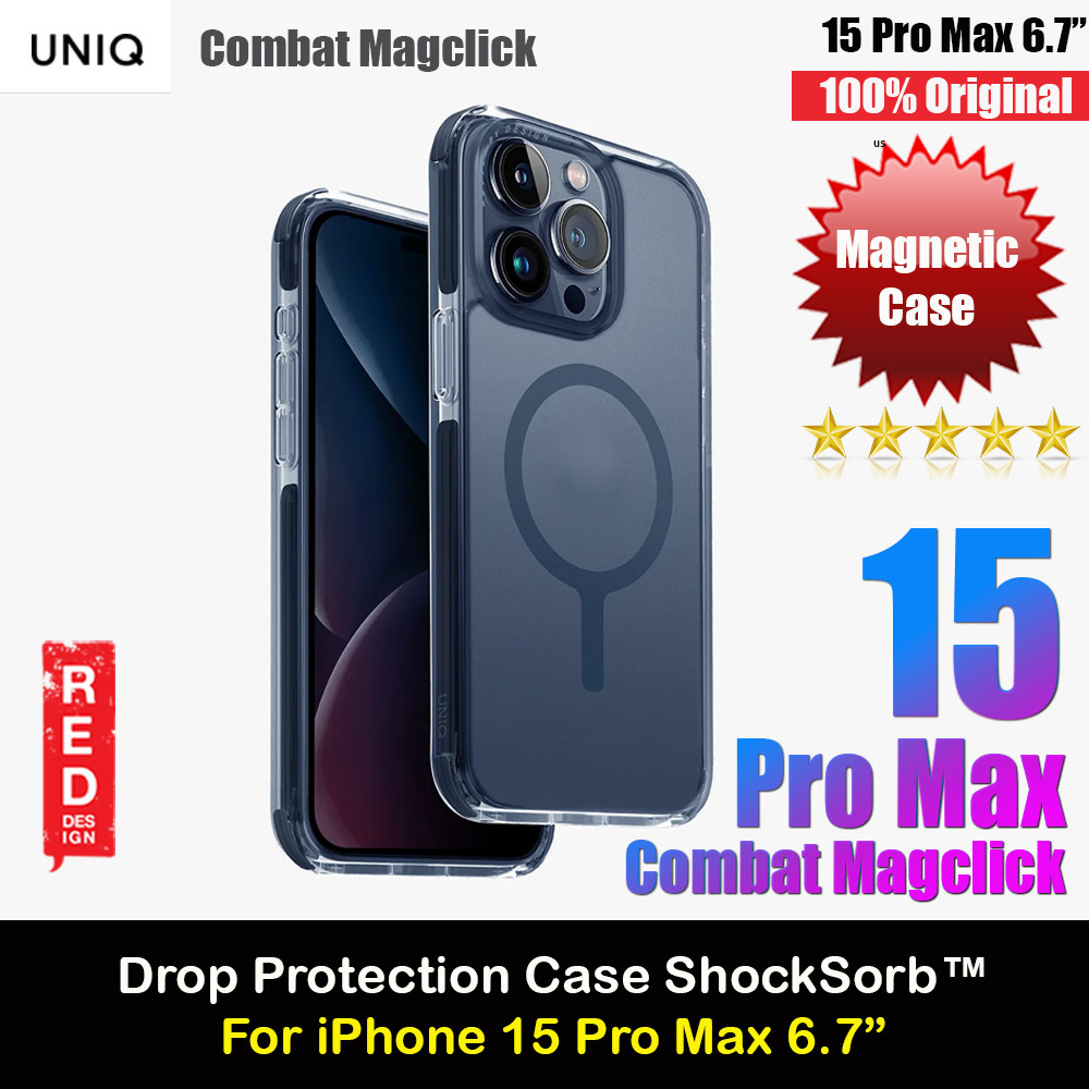 Picture of Uniq Magclick Combat Hybrid Ultra Tough Drop Protection Magnetic Charge Compatible Case for iPhone 15 Pro Max 6.7 (Smoke Blue) Apple iPhone 15 Pro Max 6.7- Apple iPhone 15 Pro Max 6.7 Cases, Apple iPhone 15 Pro Max 6.7 Covers, iPad Cases and a wide selection of Apple iPhone 15 Pro Max 6.7 Accessories in Malaysia, Sabah, Sarawak and Singapore 