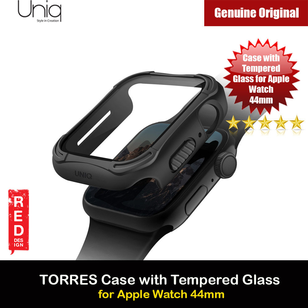Picture of Uniq Torres Ultra Tough Hybrid Series Case with High Sensitivity Touch 9H Tempered Glass for Apple Watch 44mm (Black) Apple Watch 44mm- Apple Watch 44mm Cases, Apple Watch 44mm Covers, iPad Cases and a wide selection of Apple Watch 44mm Accessories in Malaysia, Sabah, Sarawak and Singapore 