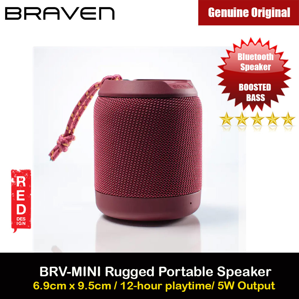 Braven Speaker BRV Mini Portable Bluetooth Speaker 5W Boosted Bass Loud  Speaker Waterproof IPX7 Speaker with Microphone Handfree Call Long Hours  Play Speaker (Red)