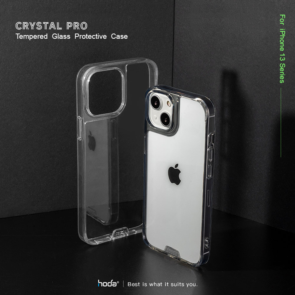 Picture of Apple iPhone 13 Pro Max 6.7 Case | Hoda Military CRYSTAL PRO 3D TEMPERED GLASS BACKPLATE Drop Protection PROTECTIVE Case for Apple iPhone 13 Pro Max 6.7 (Crystal Clear)