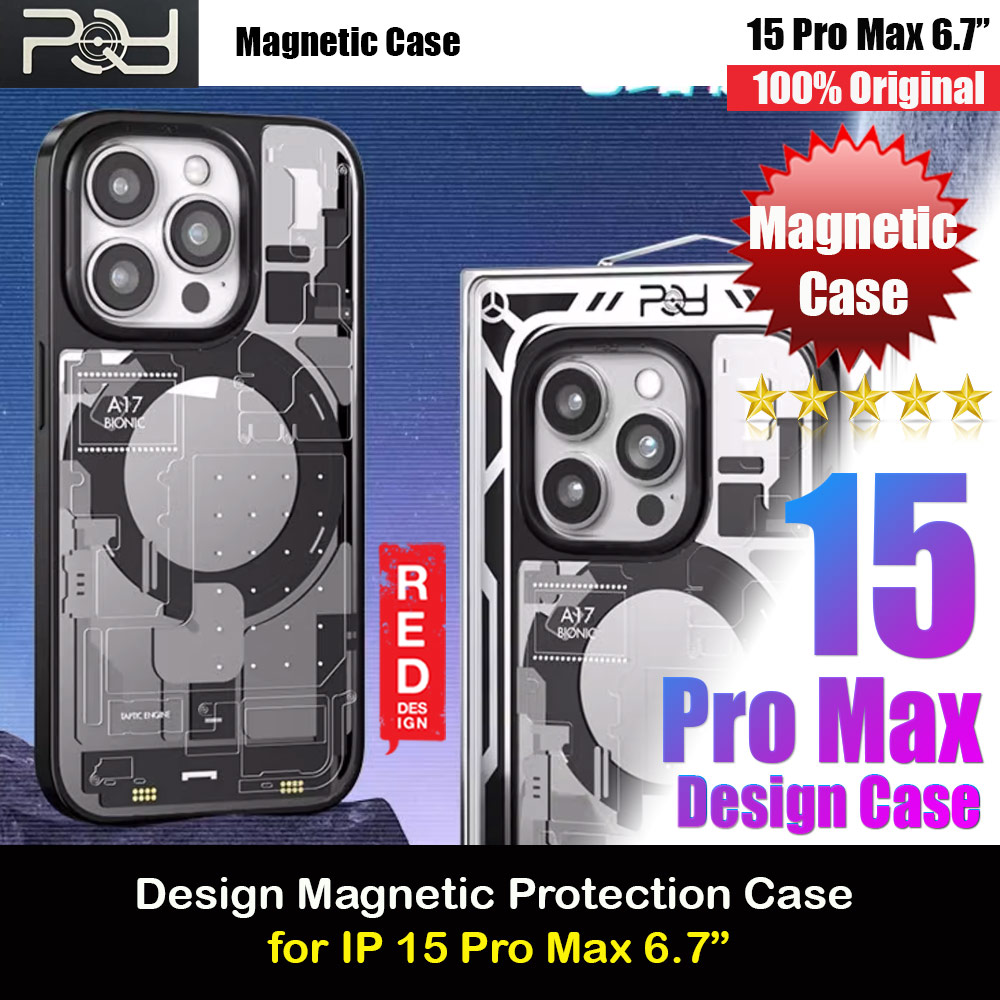 Picture of Apple iPhone 15 Pro Max 6.7 Case | Red Design Selected Mecha Motherboard Chipset Design Magnetic Case Casing for iPhone 15 Pro Max 6.7