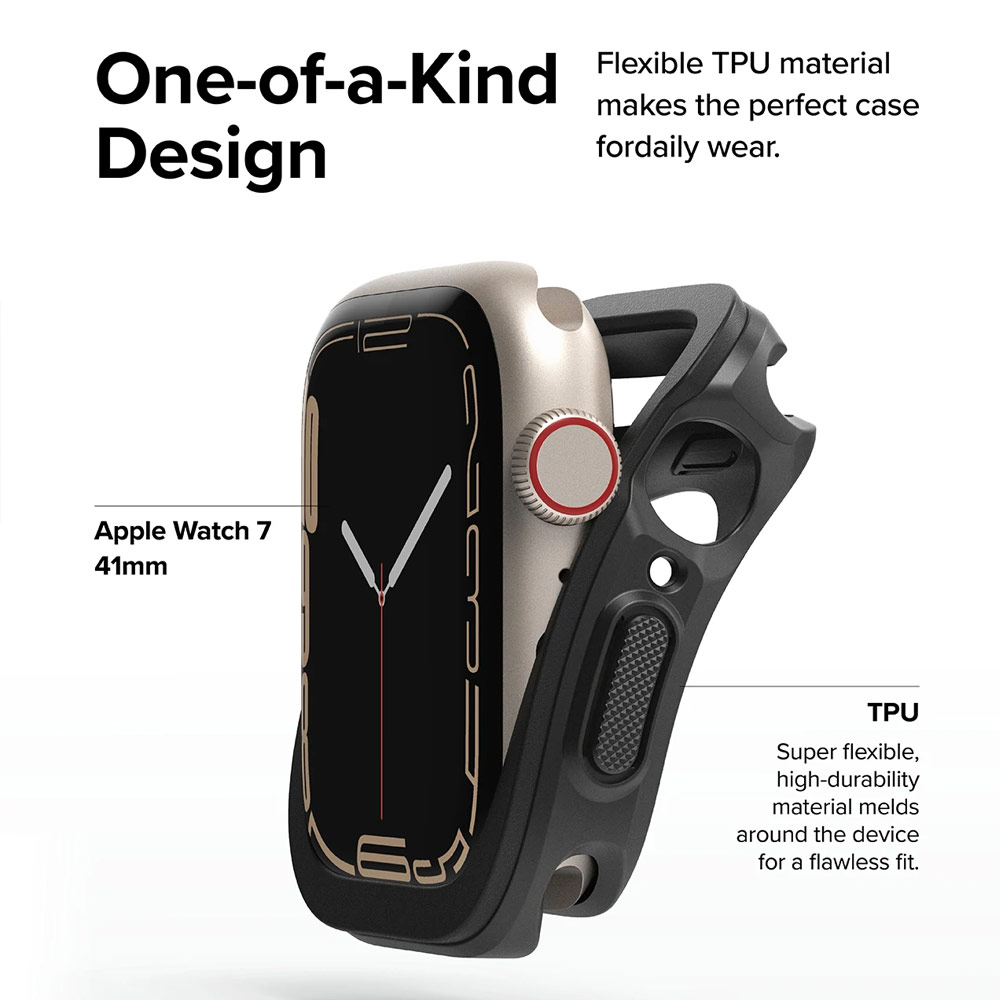 Picture of Apple Watch 40mm Case | Ringke Air Sports Soft Bumper Case for Apple Watch Series 7 41mm Series SE 6 5 4 40mm Case (Black)