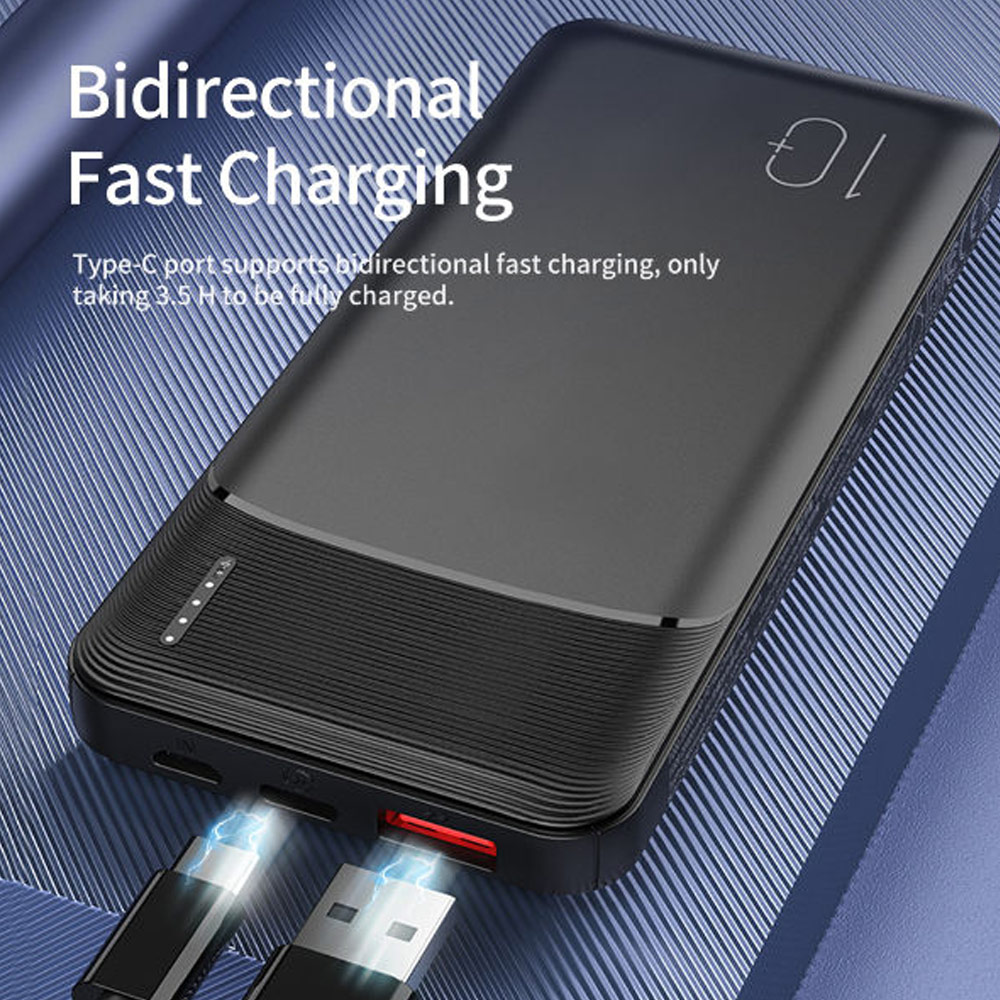 Picture of Rock Fast Charge 18W 20W 10000mAh Power Bank with Multiple Outputs USB C USB A (Black)