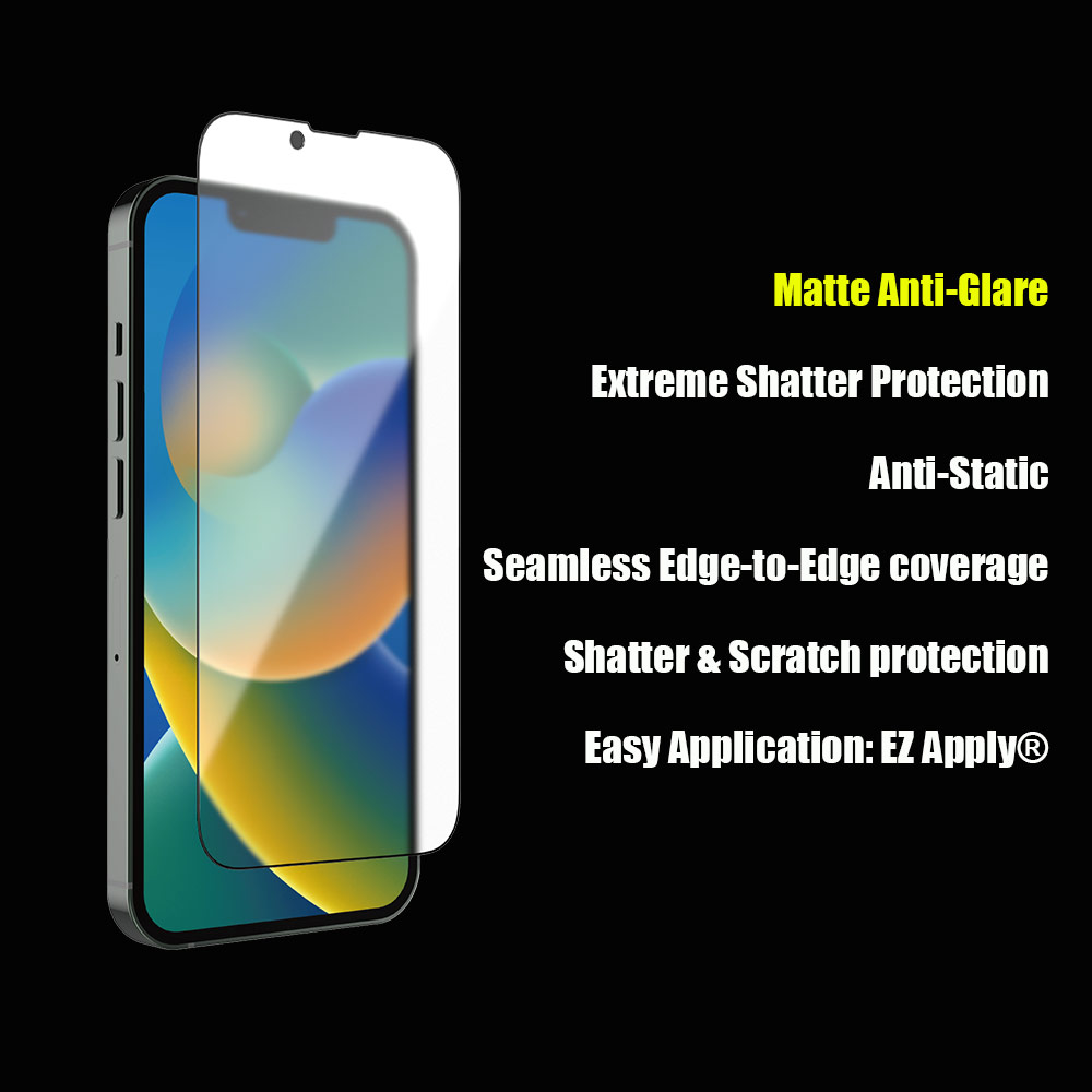 Picture of Apple iPhone 14 Plus 6.7 Screen Protector | Zagg Glass Elite Edge Tempered Glass Screen Protector with Easy Installation Tray for iPhone 14 Plus 13 Pro Max 6.7 (Matte Anti-Glare)