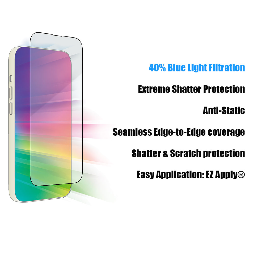 Picture of Apple iPhone 14 Pro Max 6.7 Screen Protector | Zagg Glass Elite Edge Vision Guard Tempered Glass Screen Protector with Easy Installation Tray for iPhone 14 Pro Max 6.7 (Anti Blue Light