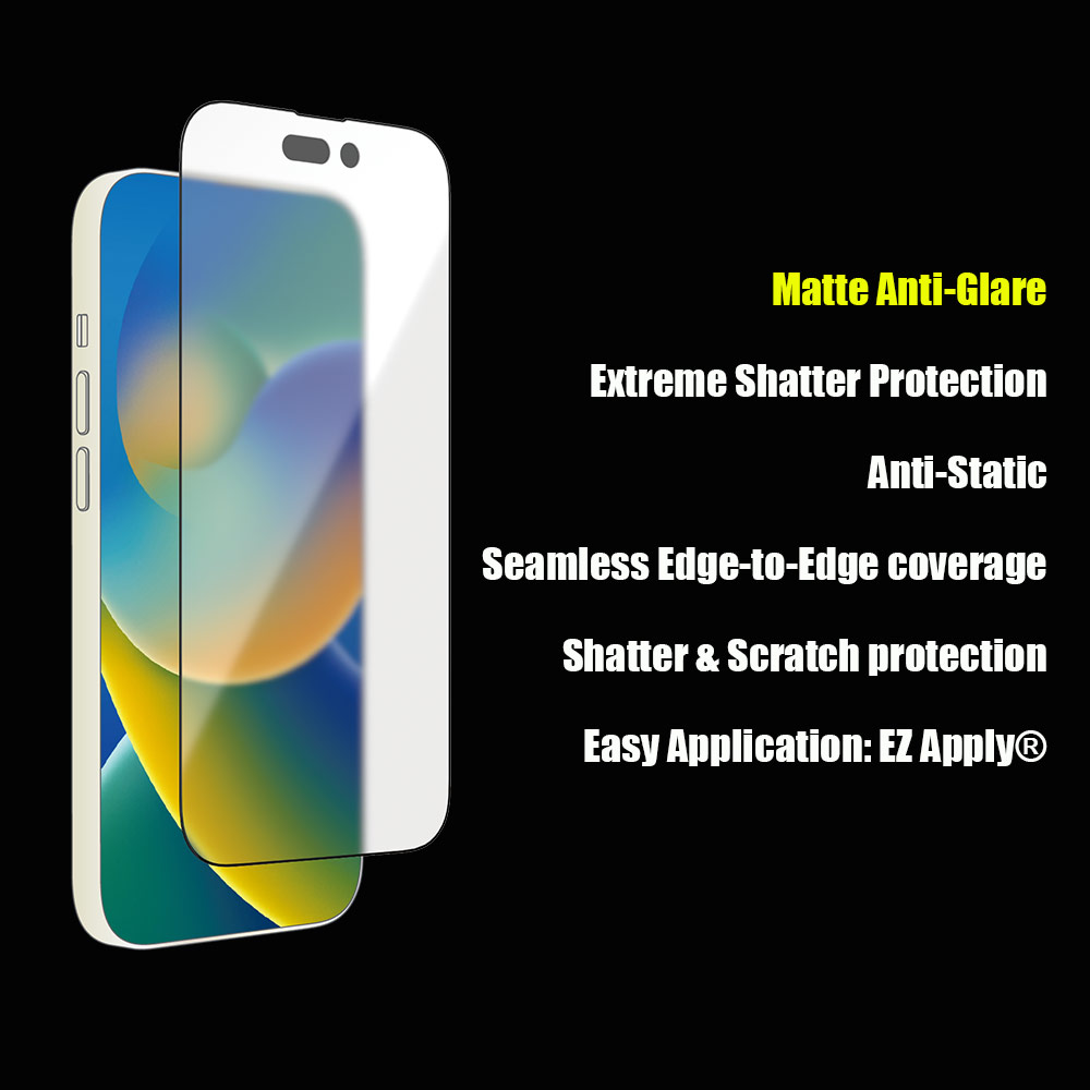 Picture of Apple iPhone 14 Pro Max 6.7 Screen Protector | Zagg Glass Elite Edge Tempered Glass Screen Protector with Easy Installation Tray for iPhone 14 Pro Max 6.7 (Matte Anti-Glare)