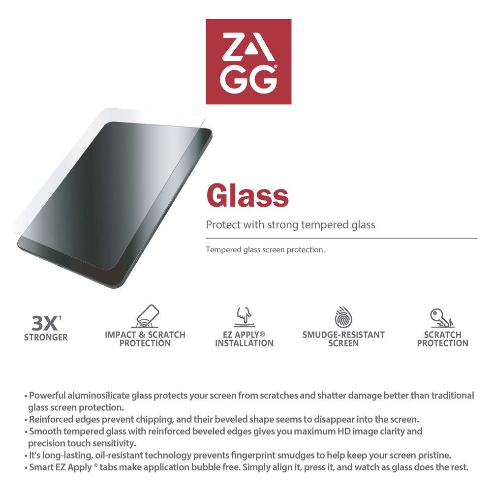 Picture of Apple iPad Pro 13 M4 2024  | Zagg Tempered Glass with Easy Installer Helper for iPad Pro 13 M4 2024 (Clear)