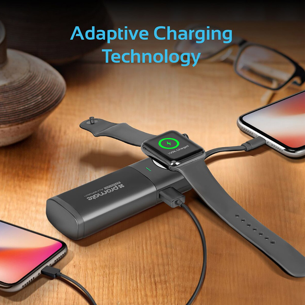 Picture of Promate Apple Watch Power Bank Charger, Apple MFi Certified 6700mAh Charger Battery Pack for Apple Watch with Built-In Lightning Cable and Ultra-Fast USB Port for Apple Watch 40mm 38mm 42mm 44mm Series 1 2 3 4 5 iPhone, Samsung, AuraWatch