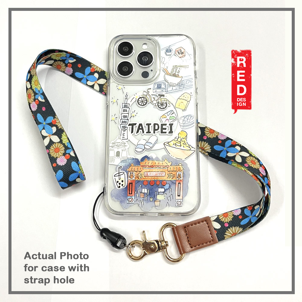 Picture of Red Design Selected Neck Lanyard and Wrist Strap Nylon Fabric with Metal Clasp for Phone Case (Blue Flower)