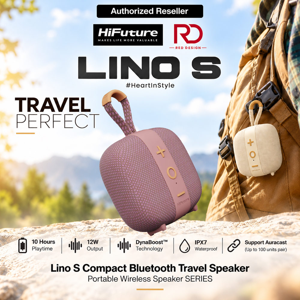 Picture of HiFuture Lino S Compact Portable Bluetooth Travel Speaker 12W Stereo Sound IPX7 Waterproof - Purple Red Design- Red Design Cases, Red Design Covers, iPad Cases and a wide selection of Red Design Accessories in Malaysia, Sabah, Sarawak and Singapore