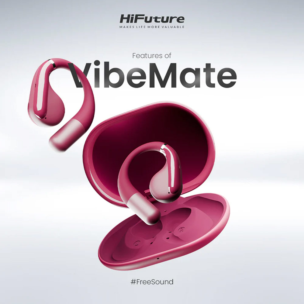 Picture of HiFuture VibeMate Premium Bluetooth 5.4 Comfort Open Ear Headphones Waterproof with ENC Noise Cancellation (Black)