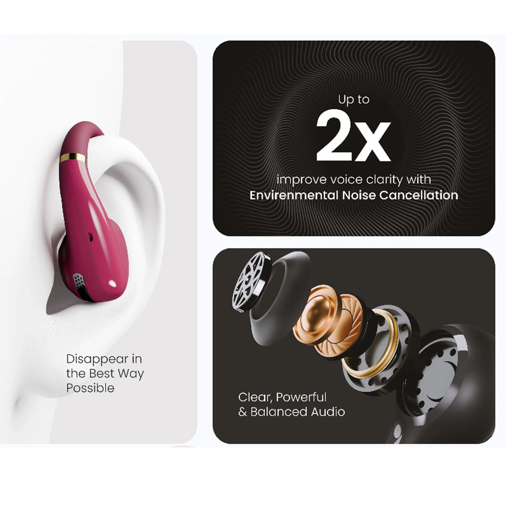 Picture of HiFuture VibeMate Premium Bluetooth 5.4 Comfort Open Ear Headphones Waterproof with ENC Noise Cancellation (Black)