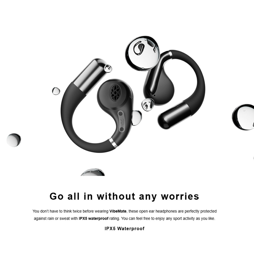Picture of HiFuture VibeMate Premium Bluetooth 5.4 Comfort Open Ear Headphones Waterproof with ENC Noise Cancellation (Black)