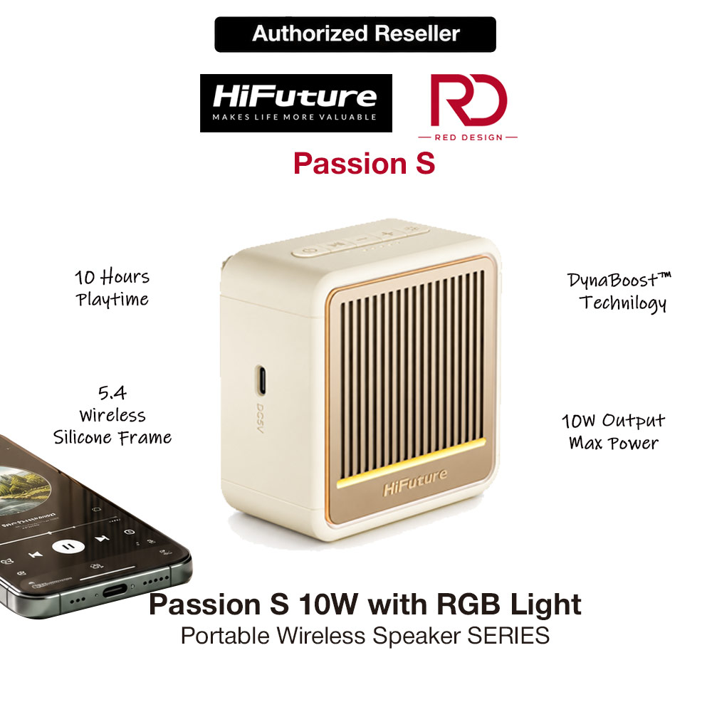Picture of HiFuture Passion S 10W Portable Bluetooth Wireless Speaker with RGB Light - Latte Red Design- Red Design Cases, Red Design Covers, iPad Cases and a wide selection of Red Design Accessories in Malaysia, Sabah, Sarawak and Singapore