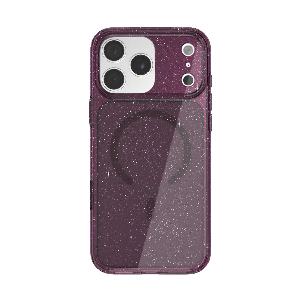 Picture of Apple iPhone 18 Pro Case | JTLEGEND Hybrid Cusion Glitter Mag Case for iPhone 18 Pro - Crystal Berry Wine