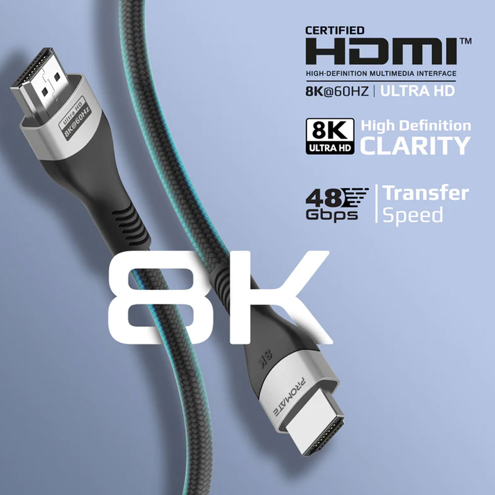 Picture of PROMATE Primelink8K-300 Ultra HD High Speed 8K HDMI 2.1 Ultra HD Audio Video Cable HDR Colour Support eARC Connectivity Dolby Vision 3 meter Plug and Play 300cm Cable Length