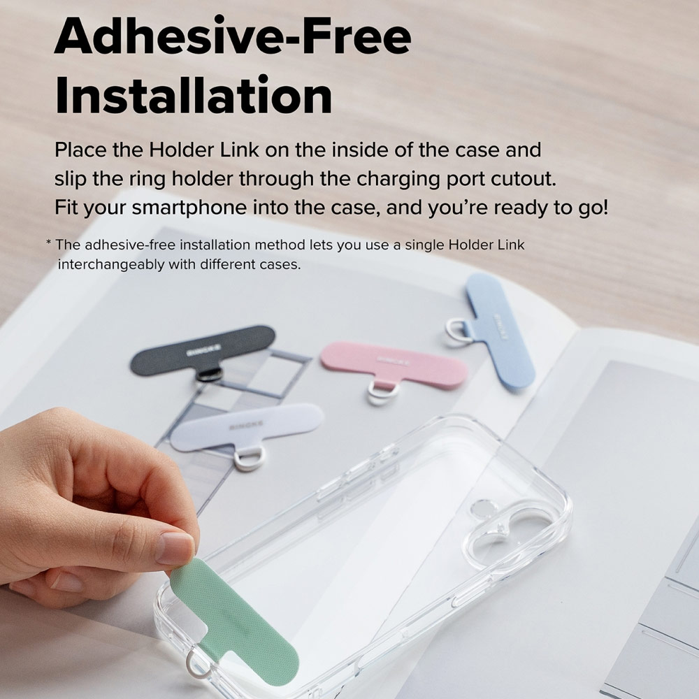 Picture of Ringke Eye Catching Holder Link & Puffer Finger Strap for Phone case (Floral Pink)