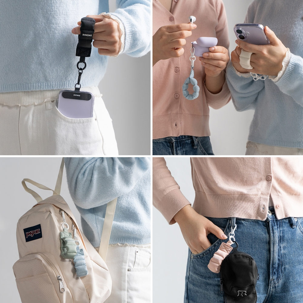 Picture of Ringke Eye Catching Holder Link & Puffer Finger Strap for Phone case (Floral Pink)