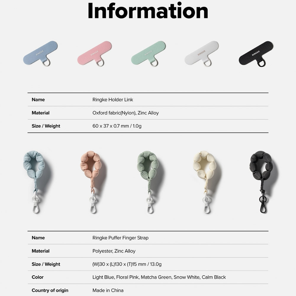 Picture of Ringke Eye Catching Holder Link & Puffer Finger Strap for Phone case (Floral Pink)