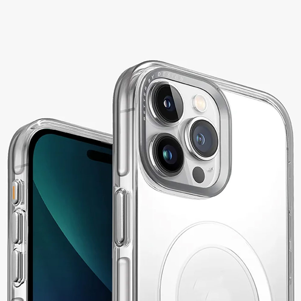Picture of Apple iPhone 15 Pro Max 6.7 Case | Uniq Calio Aluminum Lens Frame Magnetic Drop Protection Case Casing for iPhone 15 Pro Max 6.7 (Clear)