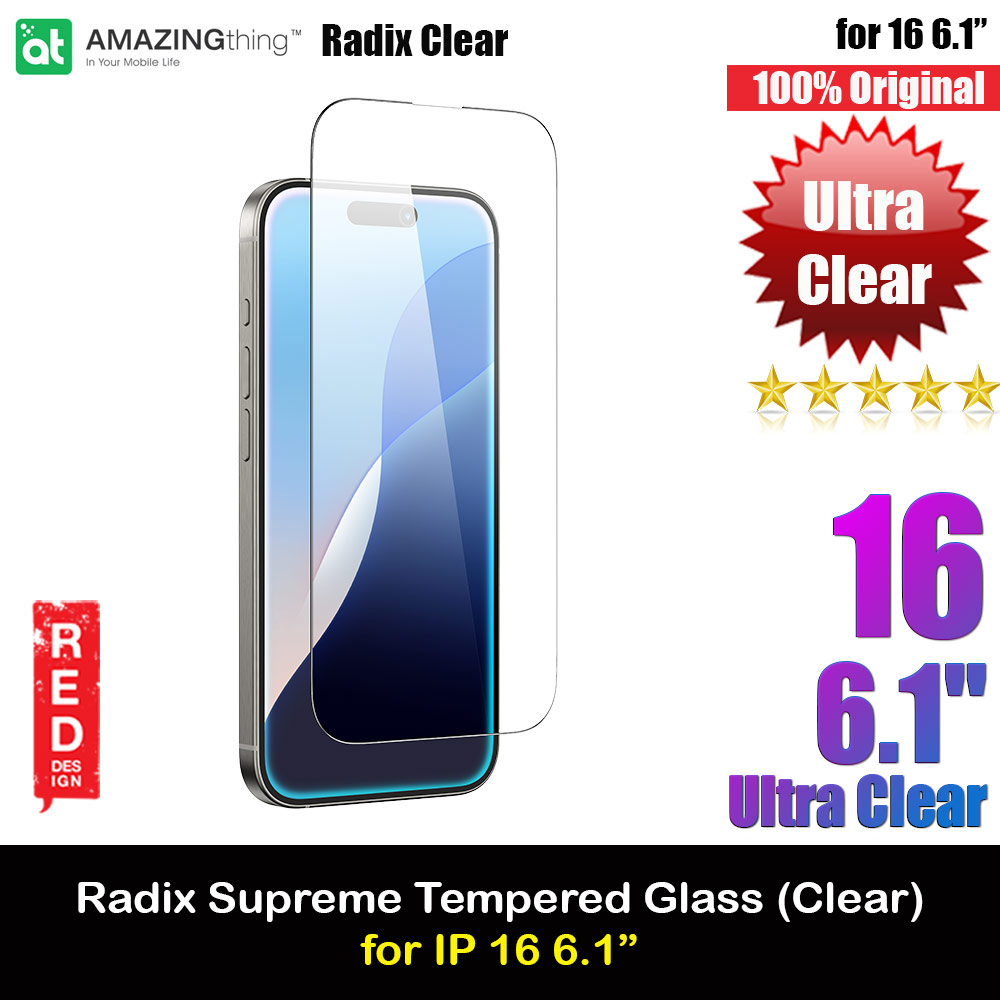 Picture of Amazingthing Radix Supreme Fully Covered Tempered Glass for iPhone 16 6.1 (Ultra Clear) Apple iPhone 16 6.1- Apple iPhone 16 6.1 Cases, Apple iPhone 16 6.1 Covers, iPad Cases and a wide selection of Apple iPhone 16 6.1 Accessories in Malaysia, Sabah, Sarawak and Singapore 