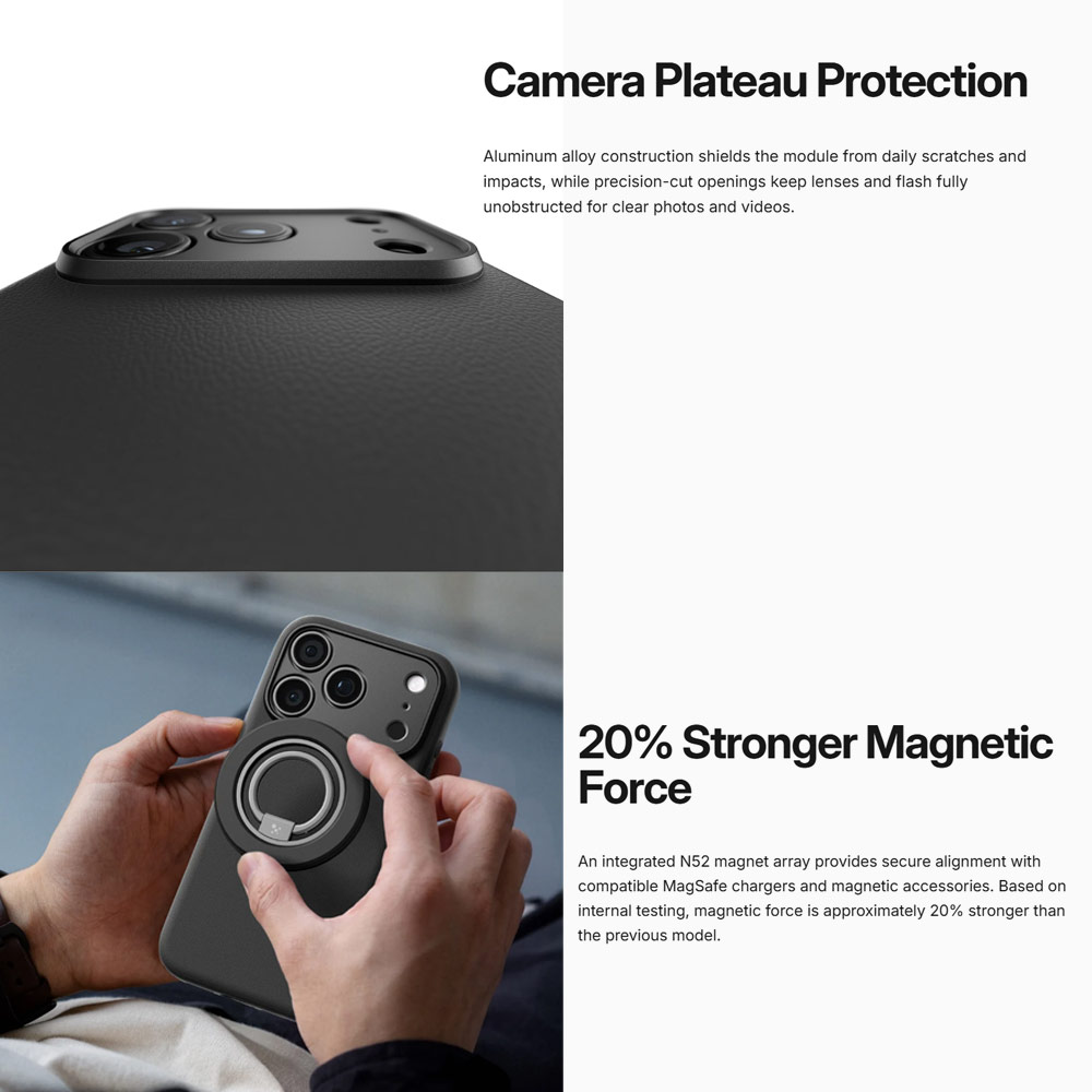 Picture of Apple iPhone 18 Pro Case | Amazingthing GLAMOUR AllSkin Magnetic Charging PU Leather Case for iPhone 18 Pro - Black