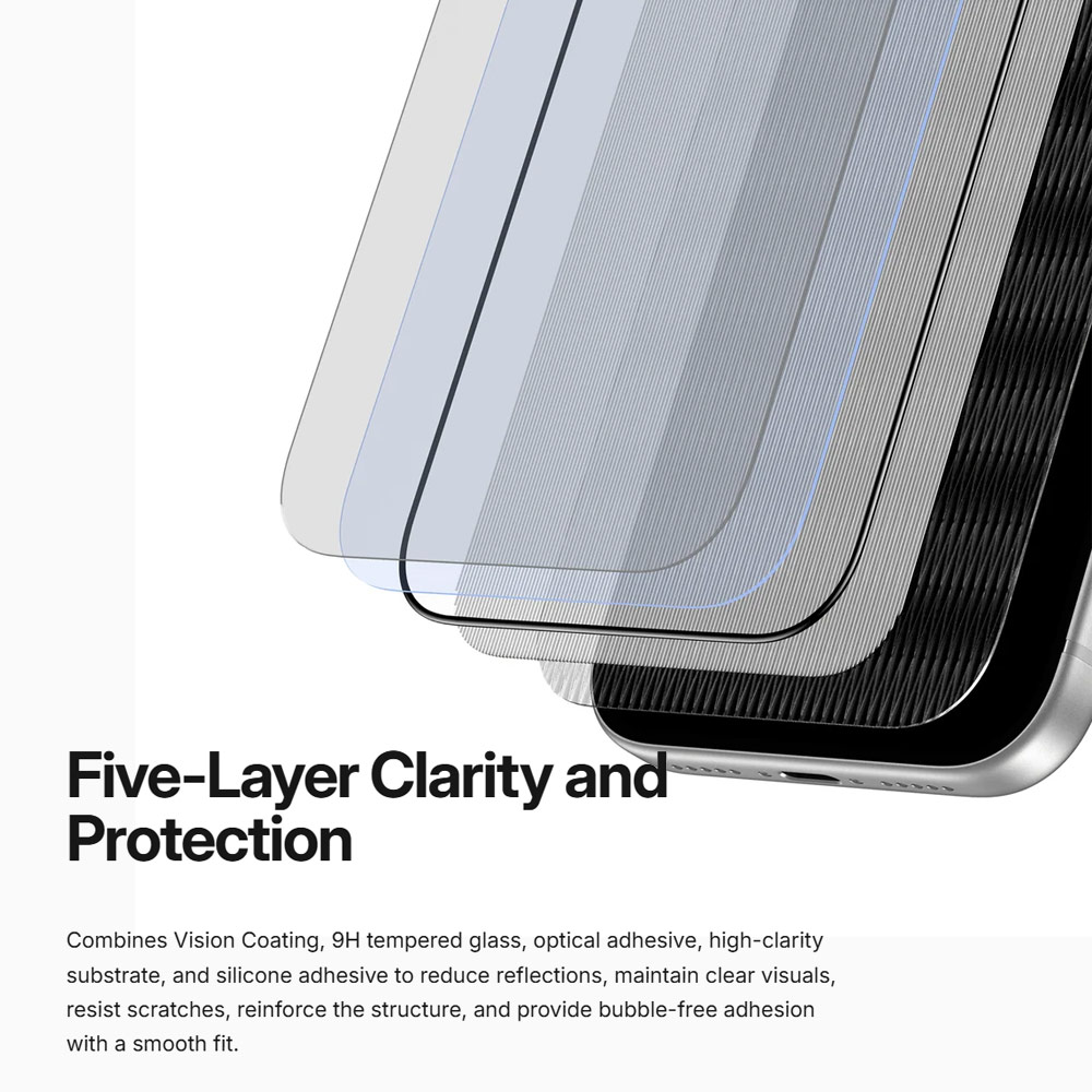 Picture of Apple iPhone 18 Pro Screen Protector | Amazingthing RADIX Vision Clear Full Tempered Glass 3D Frame Screen Protector for iPhone 18 Pro - Clear