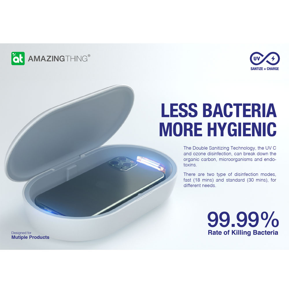 Picture of Amazingthing All in One UVC Light Sanitizer Box Kill bacteria with 10W Fast Wireless Charging for Smartphone Smartwatch Airpods