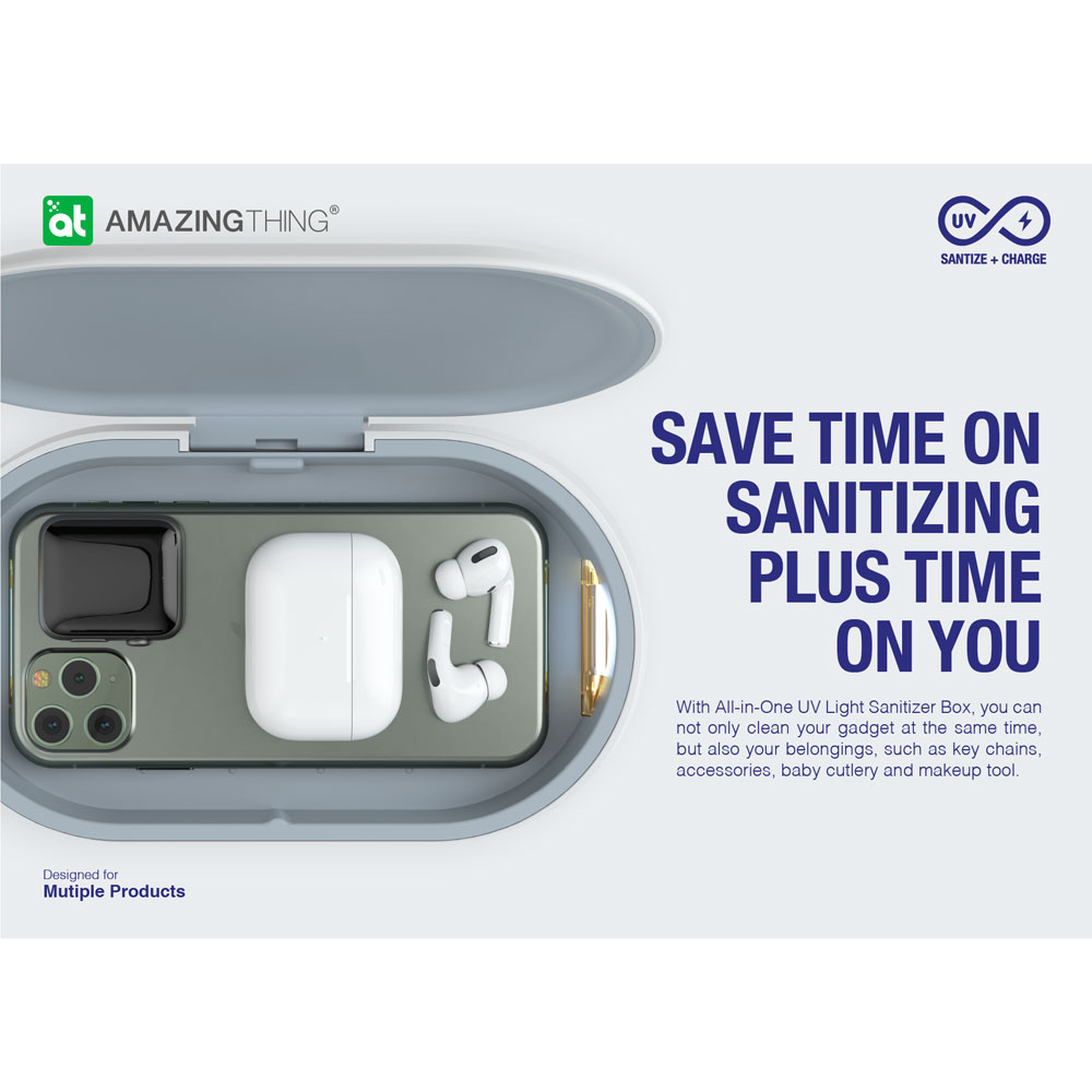 Picture of Amazingthing All in One UVC Light Sanitizer Box Kill bacteria with 10W Fast Wireless Charging for Smartphone Smartwatch Airpods