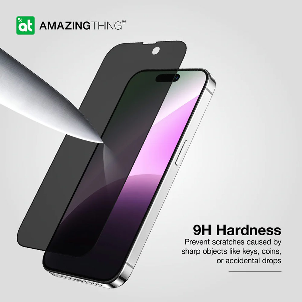 Picture of Apple iPhone 15 Pro 6.1  | Amazingthing Radix Privacy Fully Covered Tempered Glass for iPhone 15 Pro 6.1 (Anti View)