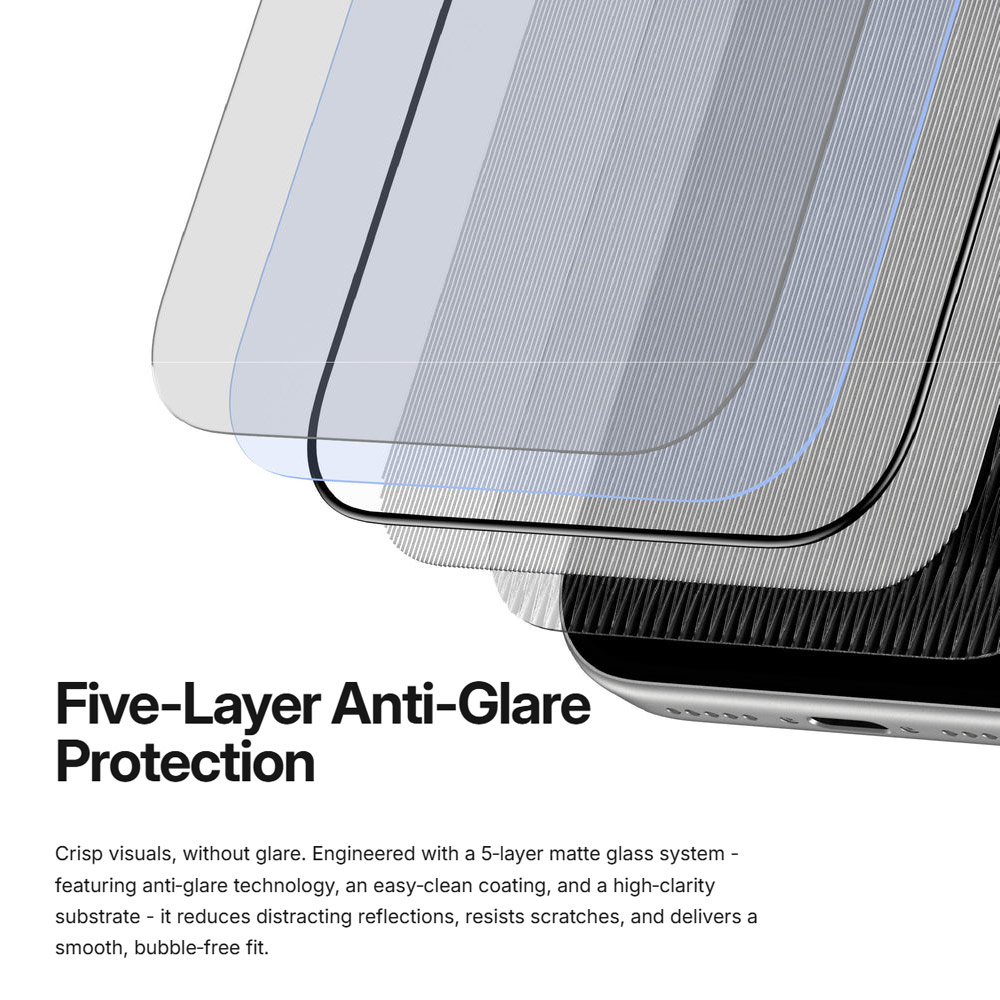 Picture of Apple iPhone 18 Pro Screen Protector | Amazingthing RADIX + Care Matte Full Tempered Glass 3D Frame Screen Protector for iPhone 18 Pro - Matte