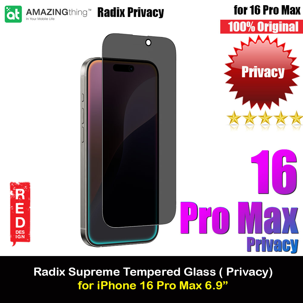 Picture of Amazingthing Radix Supreme Privacy Fully Covered Tempered Glass for iPhone 16 Pro Max 6.9 (Privacy) Apple iPhone 16 Pro Max 6.9- Apple iPhone 16 Pro Max 6.9 Cases, Apple iPhone 16 Pro Max 6.9 Covers, iPad Cases and a wide selection of Apple iPhone 16 Pro Max 6.9 Accessories in Malaysia, Sabah, Sarawak and Singapore 