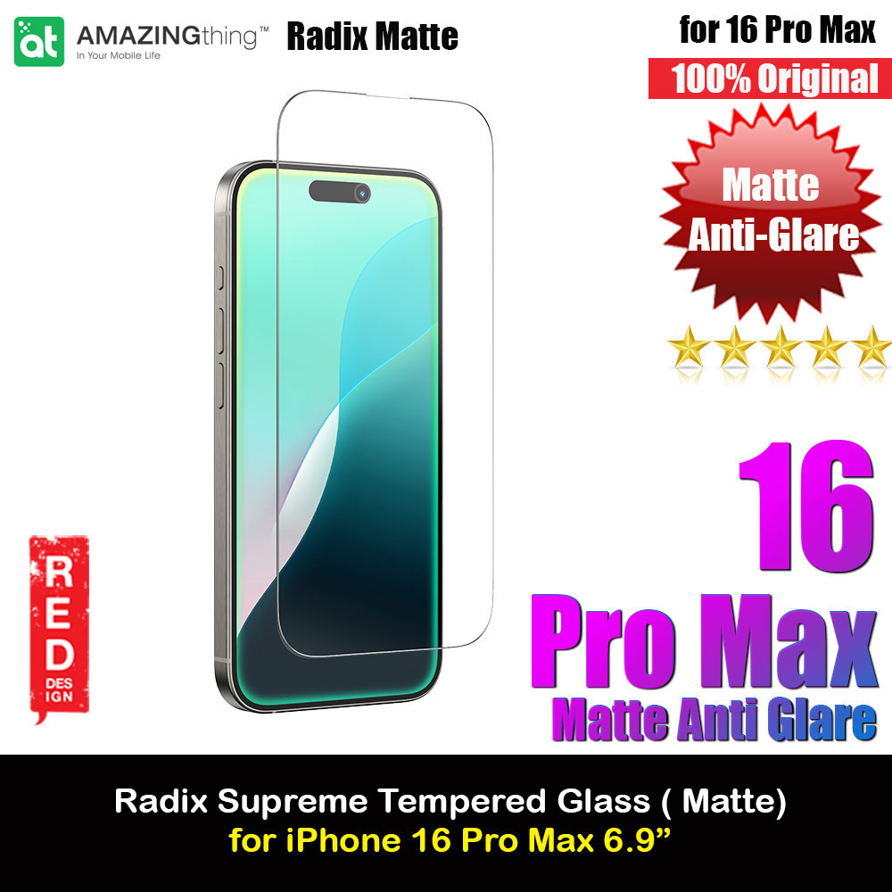 Picture of Amazingthing Radix Supreme Matte Anti Glare Fully Covered Tempered Glass for iPhone 16 Pro Max 6.9 (Matte Anti Glare) Apple iPhone 16 Pro Max 6.9- Apple iPhone 16 Pro Max 6.9 Cases, Apple iPhone 16 Pro Max 6.9 Covers, iPad Cases and a wide selection of Apple iPhone 16 Pro Max 6.9 Accessories in Malaysia, Sabah, Sarawak and Singapore 