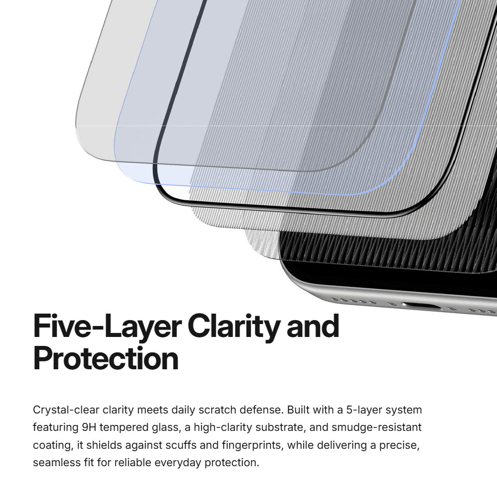 Picture of Apple iPhone 18 Pro Screen Protector | Amazingthing Titan Care 3D Frame Full Tempered Glass Screen Protector with Dust Filter for iPhone 18 Pro - Clear